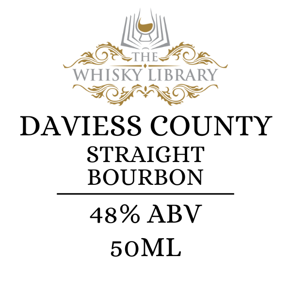 Label for Daviess County Straight Bourbon from The Whisky Library on a white background