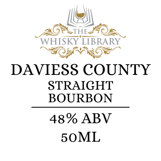 Label for Daviess County Straight Bourbon from The Whisky Library on a white background