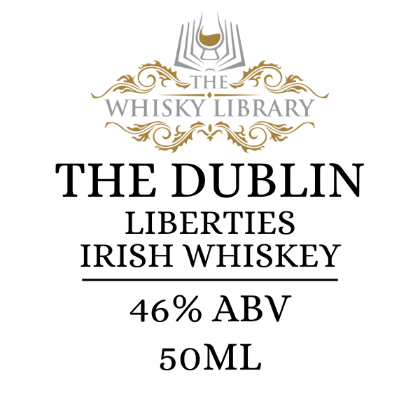 Label of The Dublin Liberties Irish Whiskey from The Whisky Library on a white background