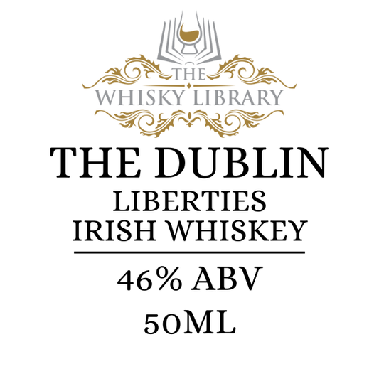 Label of The Dublin Liberties Irish Whiskey from The Whisky Library on a white background