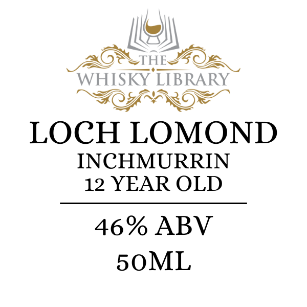 Loch Lomond Inchmurrin whisky label with branding and product details on a white background