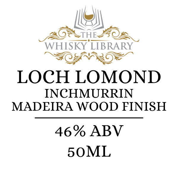 Loch Lomond Inchmurrin whisky label with branding and product details on a white background