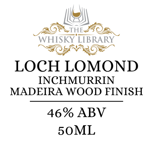 Loch Lomond Inchmurrin whisky label with branding and product details on a white background