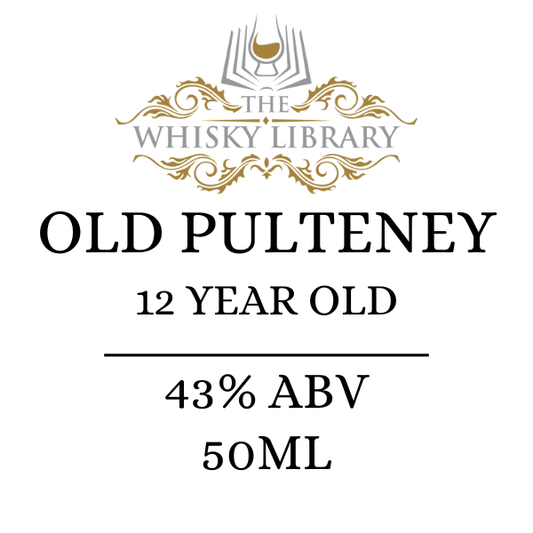 Old Pulteney 12 Year Old whisky label with branding on a white background
