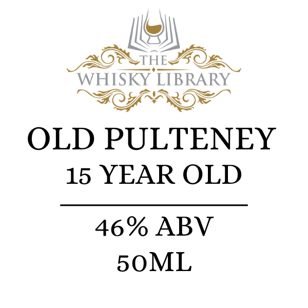 Old Pulteney 15 Year Old whisky label with branding on a white background