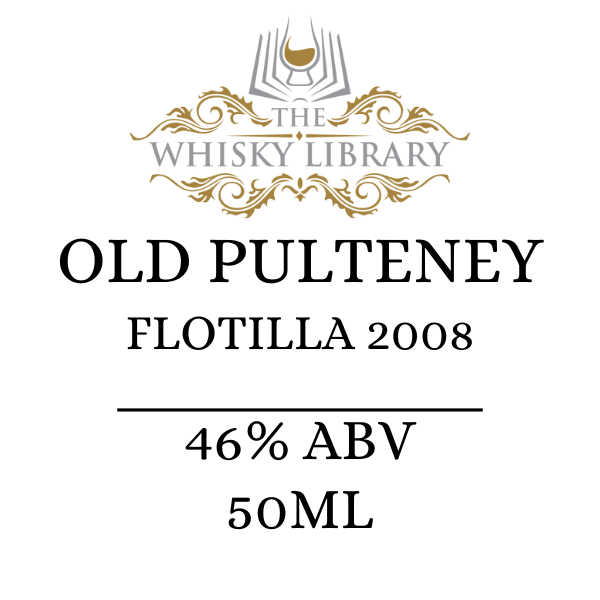 Old Pulteney Flotilla 2008 whisky label with branding on a white background