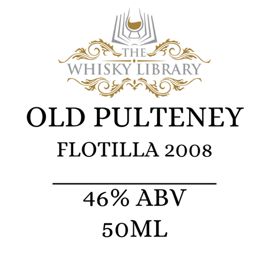 Old Pulteney Flotilla 2008 whisky label with branding on a white background