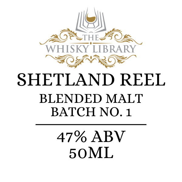 Label for Shetland Reel Blended Malt Whisky from The Whisky Library on a white background