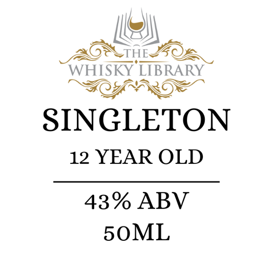 Singleton whisky label from The Whisky Library on a white background