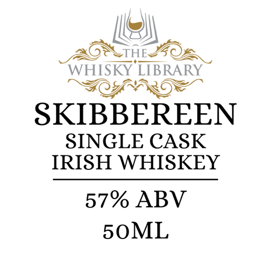 Skibbereen Single Cask Irish Whiskey label from The Whisky Library on a white background