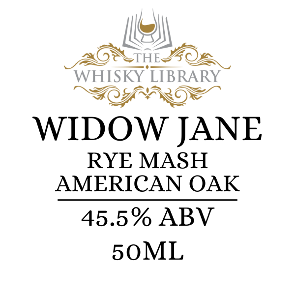 Widow Jane Rye Mash American Oak whisky label from The Whisky Library on a white background