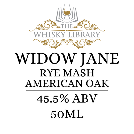 Widow Jane Rye Mash American Oak whisky label from The Whisky Library on a white background