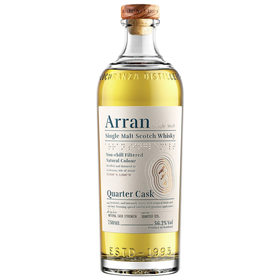 Arran Single Malt Scotch Whisky bottle on a white background
