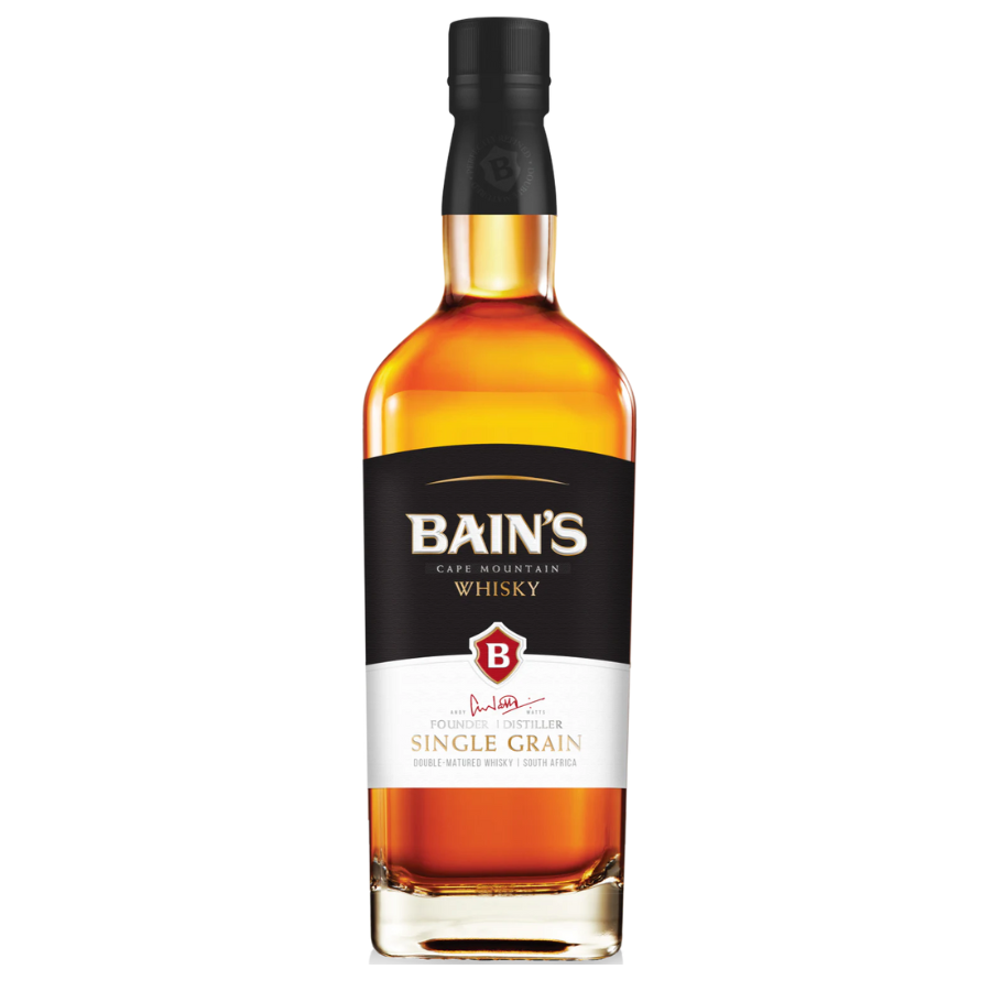 Bain's Cape Mountain Whisky bottle on a white background