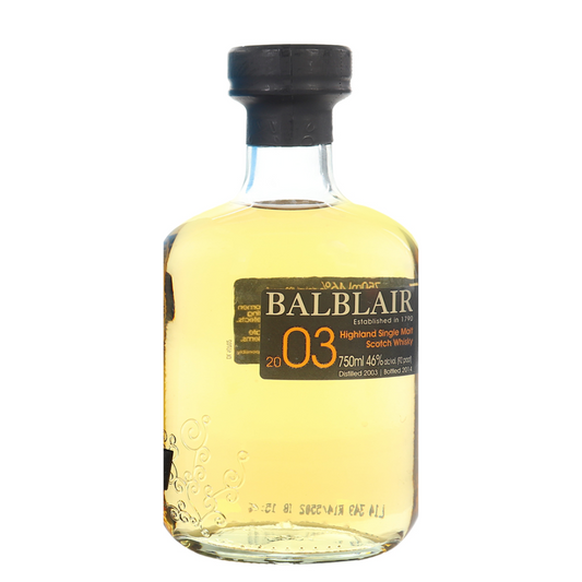 Balblair 03 Scotch Whisky bottle in the white background