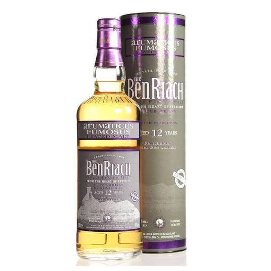 BenRiach 12 Year Old Arumaticus Fumosus Speyside whisky with box