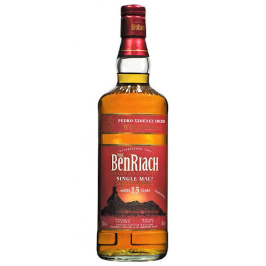 BenRiach 15 Year Old Pedro Ximénez Sherry Wood Finish Speyside single malt Scotch whisky 750ml 46%