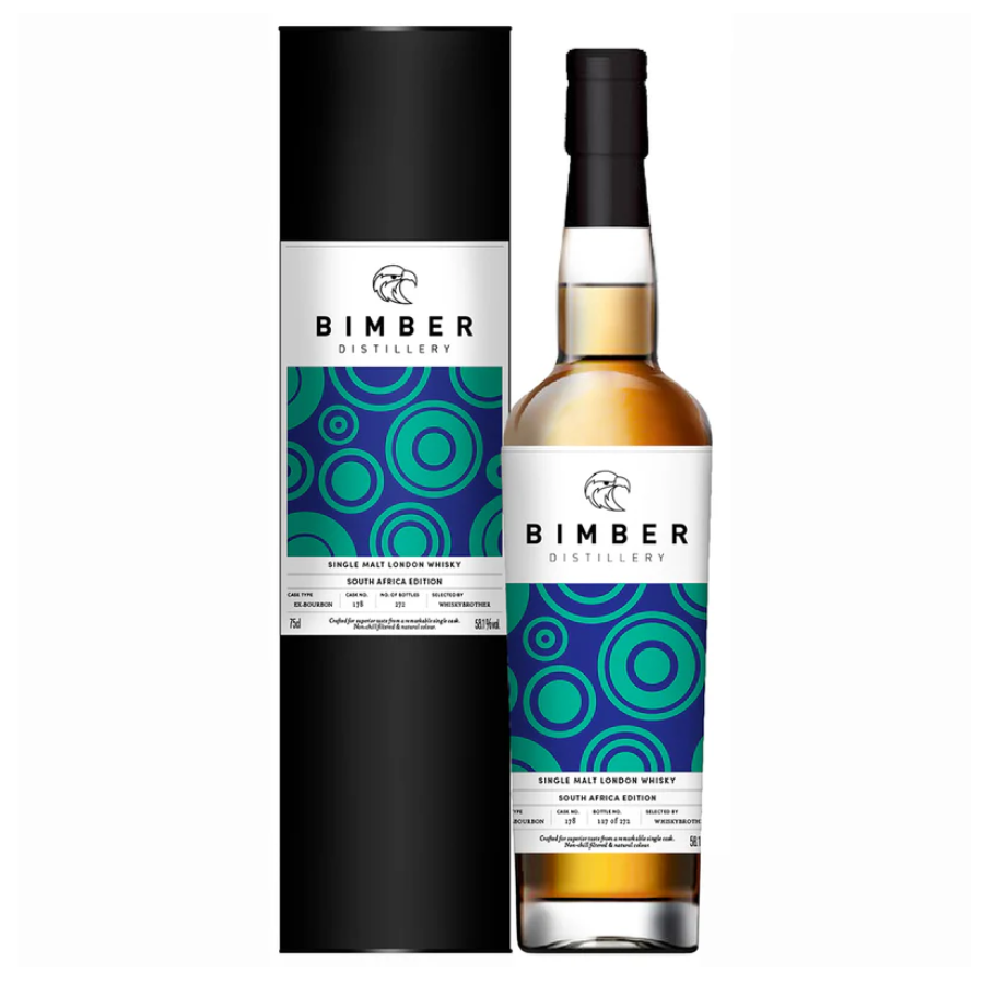 Bimber Distillery whisky bottle and packaging on a white background