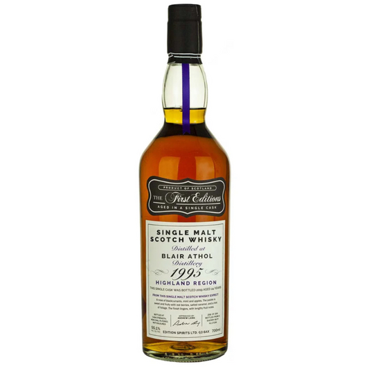 Blair Athol 24 Year Old First Editions whisky with box on a white background