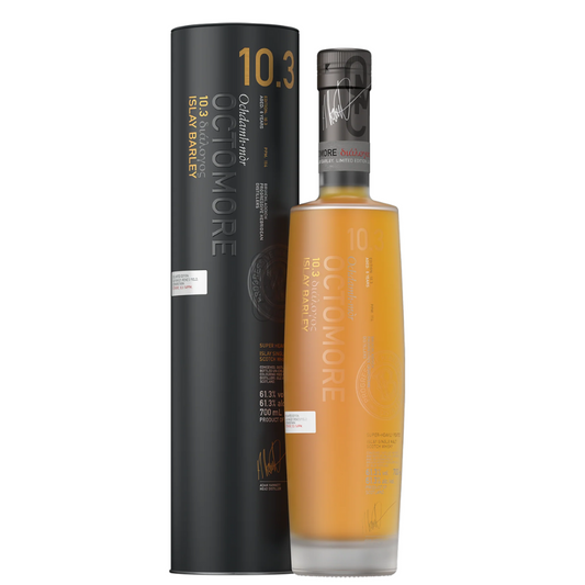 Octomore 10.3 Islay Barley whisky bottle with box