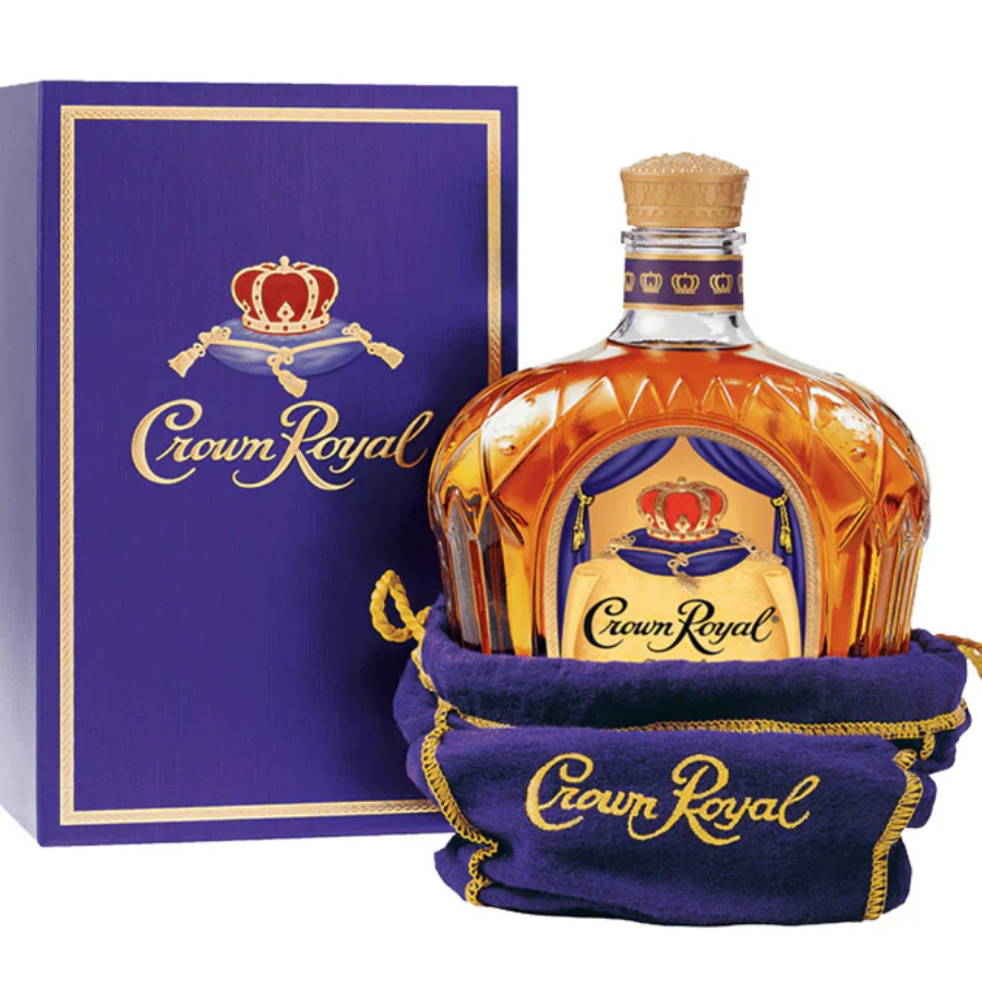 Crown Royal Fine De Luxe Canadian Whisky 1L with purple bag