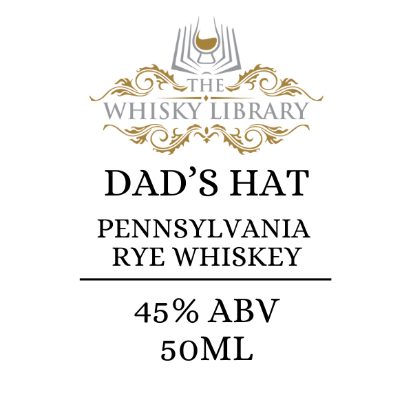 Label of Dad's Hat Pennsylvania Rye Whiskey from The Whisky Library on a white background