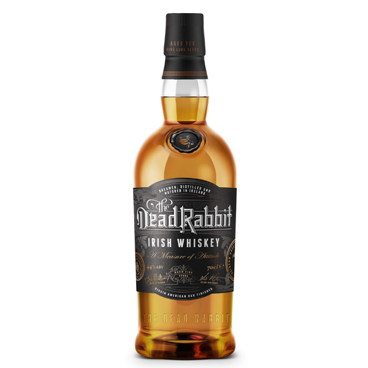 Bottle of Dead Rabbit Irish Whiskey on a white background