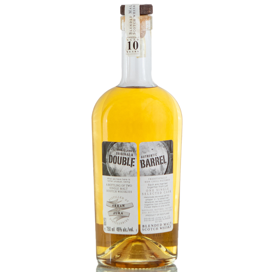 Double Barrel Arran and Jura Bottle on a white background