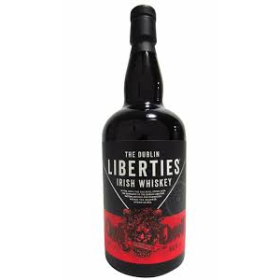 Bottle of The Dublin Liberties Irish Whiskey on a white background