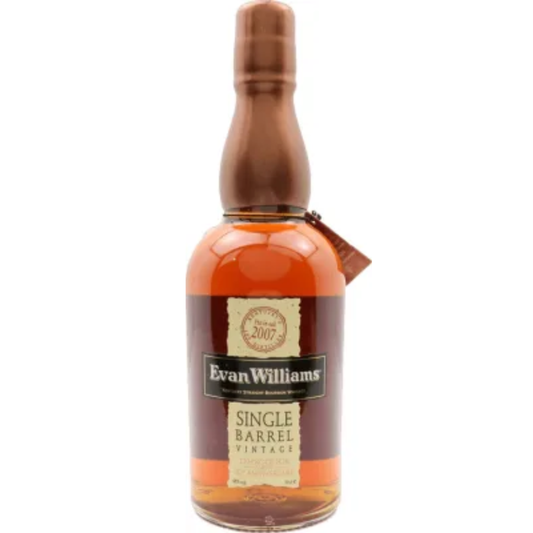 Bottle of Evan Williams Single Barrel Vintage whiskey LMDW 60th Anniversary