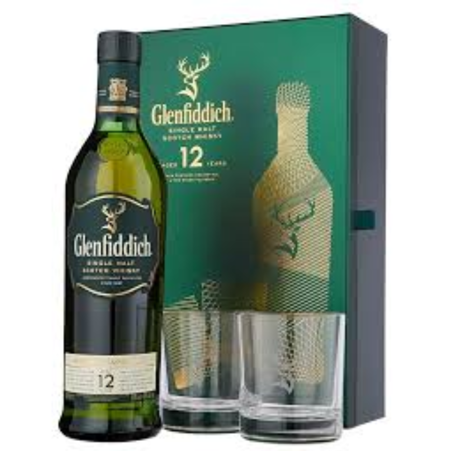 Glenfiddich 12 Gift Set with 2 Glasses