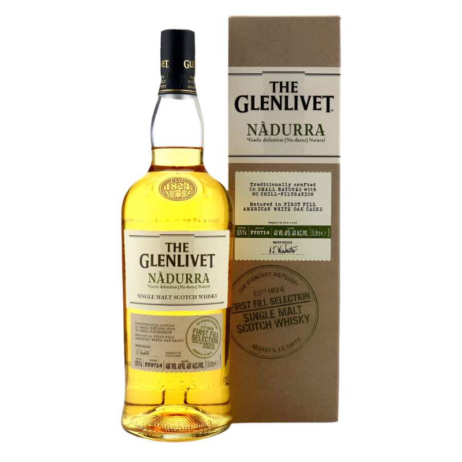 Glenlivet Nadurra First Fill Selections Batch FF0714 Bottle and a Box
