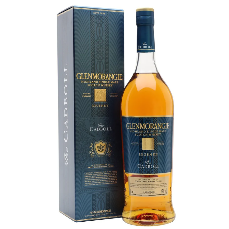 Glenmorangie whisky bottle and box on a white background