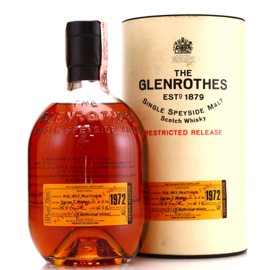 Glenrothes whisky bottle and packaging on a white background