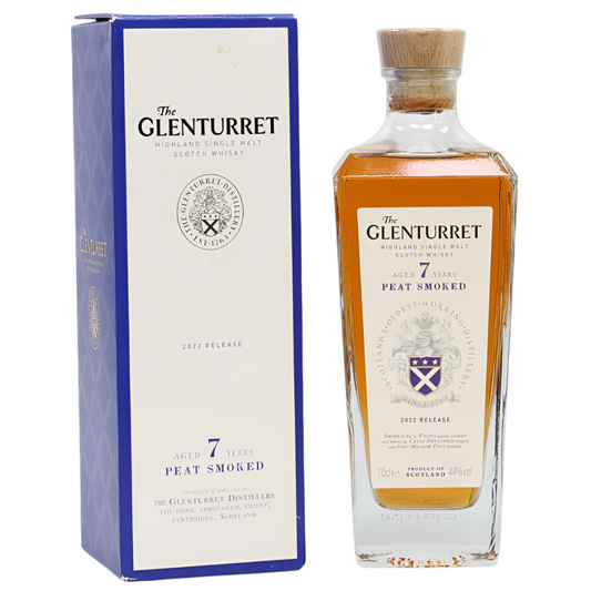 Glenturret 7 Year Old Peat Smoked 2022 bottle and box