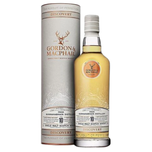 Gordon & MacPhail whisky bottle and packaging on a white background