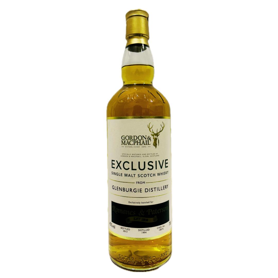 Gordon Macphail Glenburgie Scotch Whisky bottle in the white background