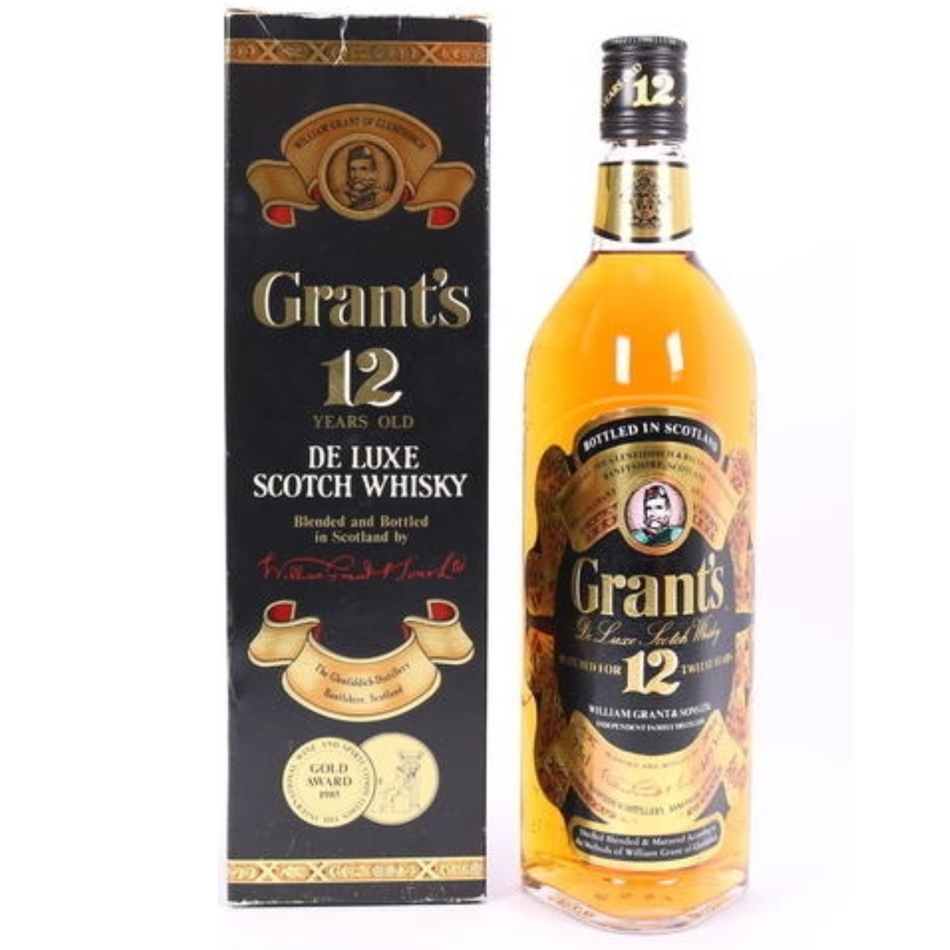 Grant’s 12 Year Old De Luxe 1980s blended whisky with box