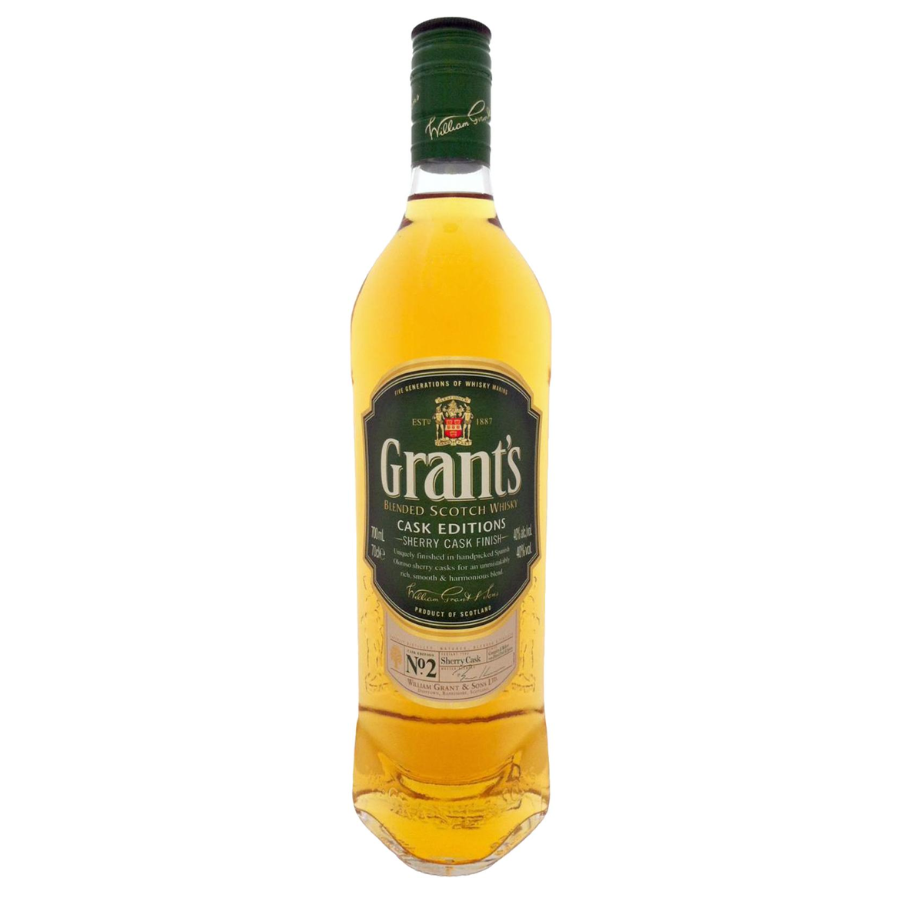 Bottle of Grant's whiskey on a white background