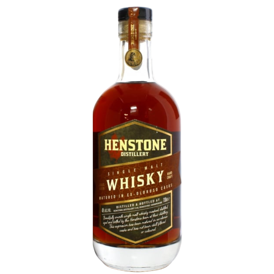 Bottle of Henstone Distillery whisky on a white background