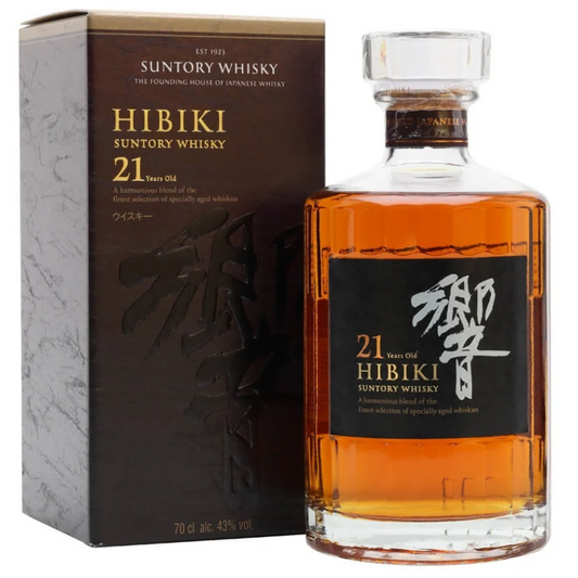 Hibiki 21 Year Old Japanese whisky bottle with box