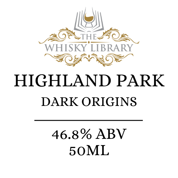 Highland Park Dark Origins with the Whisky Library Logo on top on a white background.