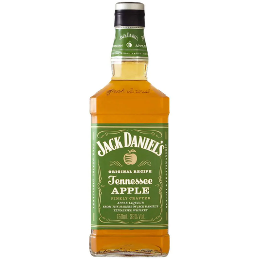 Jack Daniel's Tennessee Apple whiskey bottle on a white background