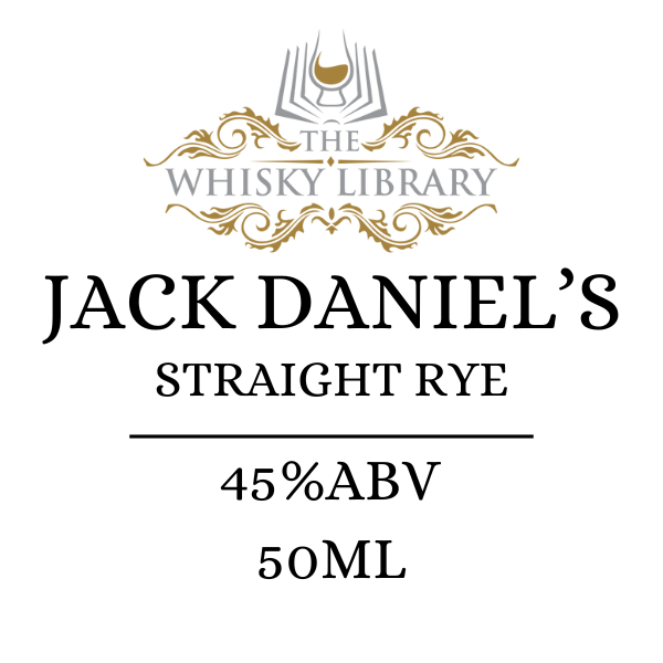 Jack Daniel's Straight Rye whisky label with branding on a white background