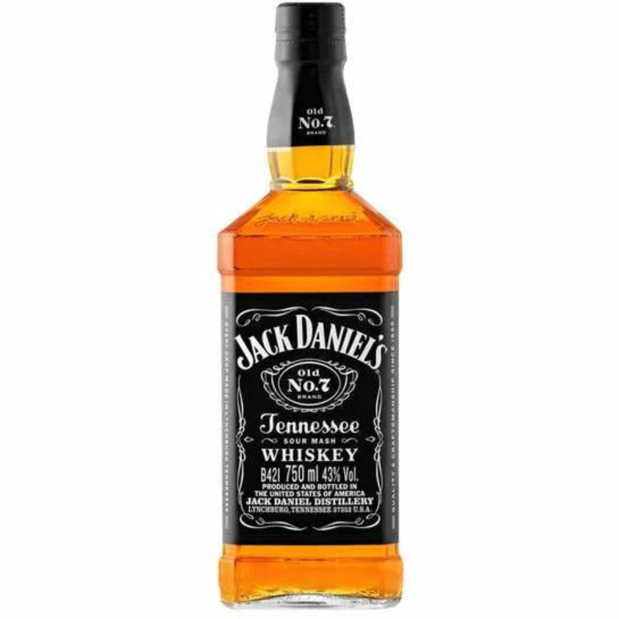 Jack Daniel's Tennessee Whiskey bottle on a white background