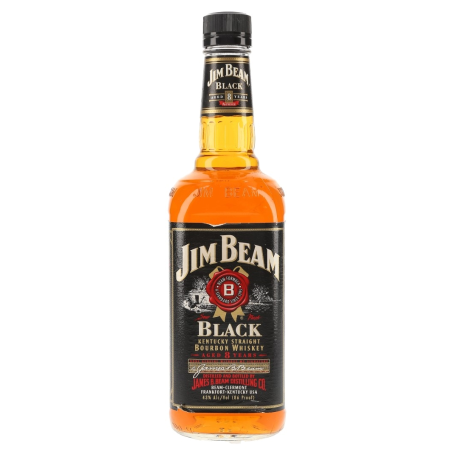 Bottle of Jim Beam Black bourbon whiskey on a white background