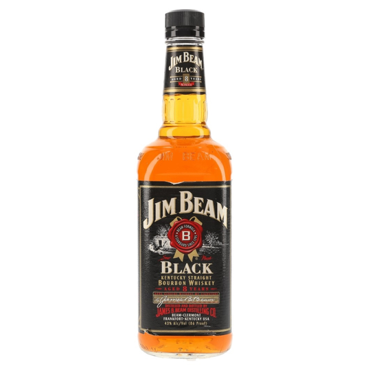 Bottle of Jim Beam Black bourbon whiskey on a white background