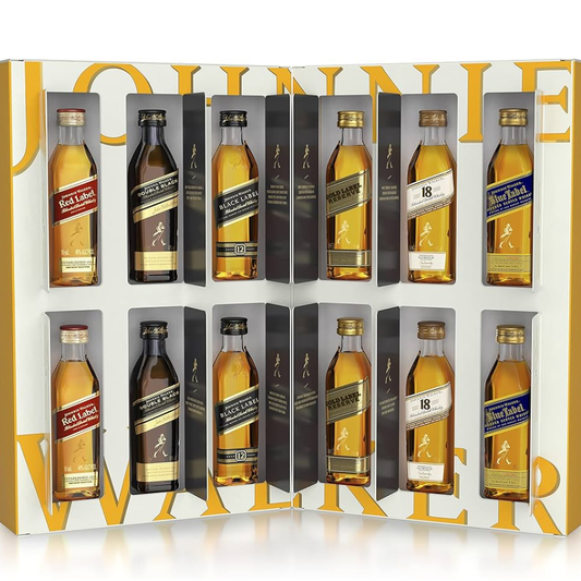 Johnnie Walker 12 Days of Discovery gift pack with 12 miniature whisky bottles