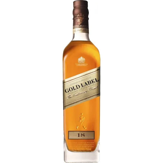 Johnnie Walker Gold Label 18 Centenary Bottle in the white background.