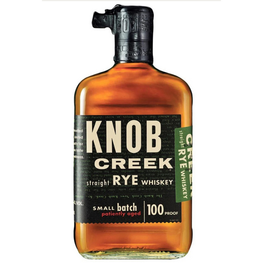 Knob Creek Rye Whiskey bottle on a white background